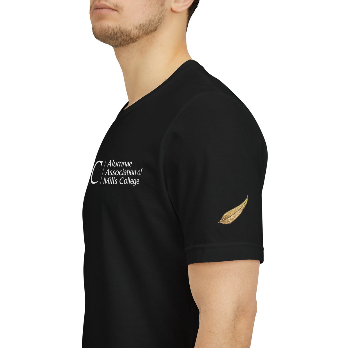 AAMC Logo Tee with Gold Eucalyptus Leaf
