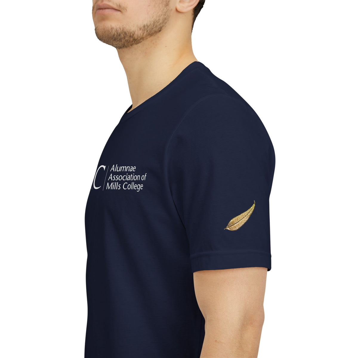 AAMC Logo Tee with Gold Eucalyptus Leaf