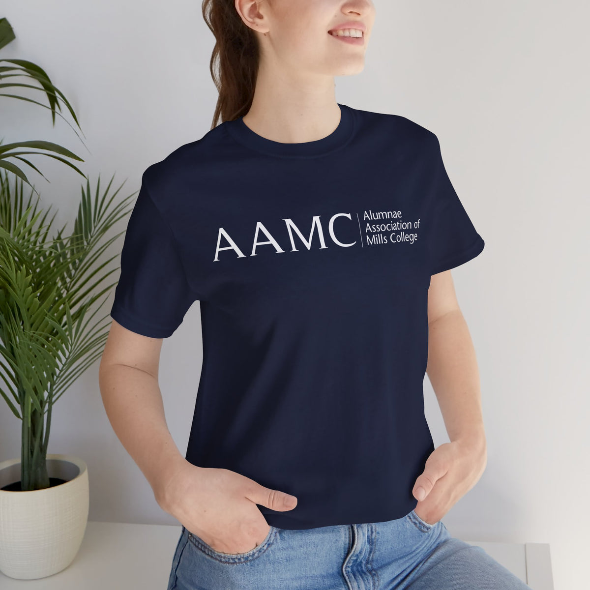 AAMC Logo Tee with Gold Eucalyptus Leaf