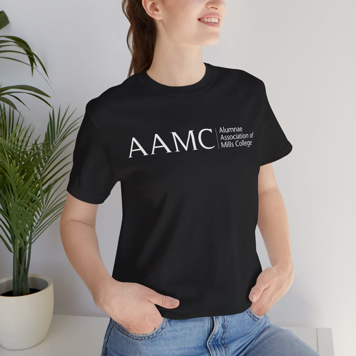 AAMC Logo Tee with Gold Eucalyptus Leaf
