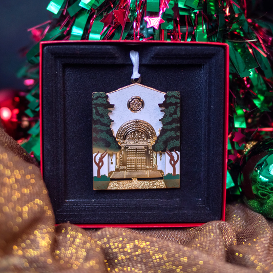 Music Building Brass Ornament: 24k Gold